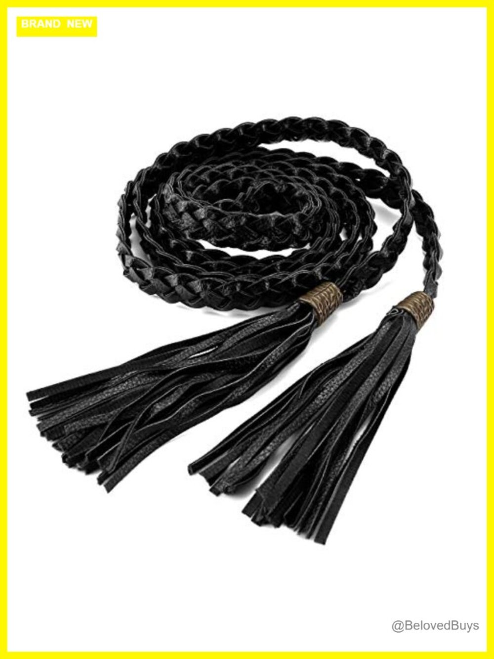 Boho Women Braided Tassel Rope PU Leather Tie Belt Wrap